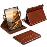 DTTO for iPad Pro 12.9 inch Case(2022/2021/2020/2018), 360 Degree Rotating Premium Leather Folio Stand Cover with Pencil Holder, Dark Brown