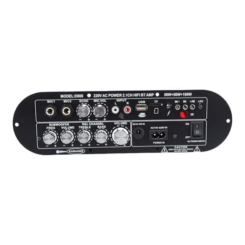 SENECESLI D800 2.1 Channel Bluetooth 5.0 Amplifier Board, 50W+50W+100W HiFi Power Amp with Bass Treble Control, Remote, AUX USB FM MIC Input for Home Theater (US Plug)