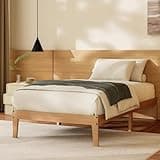 Tyndall Twin Size Bed Frame, 12 Inch Natural Solid Wood Platform Bed with Wooden Slats Support, Underbed Storage Space, No Box Spring Needed, Noise Free, Easy Assembly