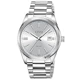 CIVO Analog Mens Watches Silver: Wrist Watches with Date Easy to Read - Dress Stainless Steel Watch for Men Gifts for Husband Father at Birthday Anniversary