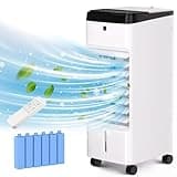 MEPTY Swamp Cooler, Windowless Portable Air Conditioners with 120°Oscillation, Evaporative Air Cooler with Remote,12H Timer, Air Cooler Fan with 3Modes&Speeds for Bedroom Indoor Room