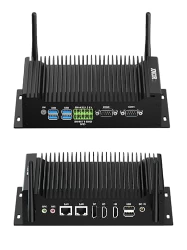 JOVCOR Industrial PC, Fanless Mini PC 2*RJ45 LAN, Triple Display, Industrial Computer 8GB RAM 512GB SSD, 2*RS422/RS485 COM, Win 11 Pro Linux Ubuntu