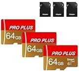 3 Pack TF Card 64GB with Adapter, High Speed Memory Card, UHS-I C10 A1 Memory TF Card for Tablet/Mobile Phone/Camera/Car Audio/Game Console (TF162 64GB-3 Pack)