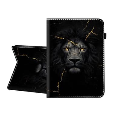 CICPLKSE Case for Samsung Galaxy Tab A 9.7 inch 2015 Model (SM-T550/T555C),Premium PU Leather Cover with Auto Sleep Wake,Black Lion