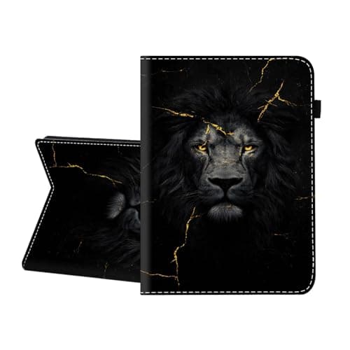CICPLKSE Case for Samsung Galaxy Tab A 9.7 inch 2015 Model (SM-T550/T555C),Premium PU Leather Cover with Auto Sleep Wake,Black Lion