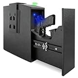 Biometric Pistol Gun Safe with Auto Sliding Door – 0.1s Quick Access Handgun Safe for Nightstand, Desk, Bedside, Truck – Fingerprint, PIN Code & Key Access Security Box
