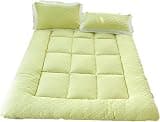 Japanese Modern Double Futon Mattress, Soft Quilted Tatami Mattress, Extra Thick, Breathable, for Floor Lounger, Guest Bed for Camping, Green, 90 x 200 cm