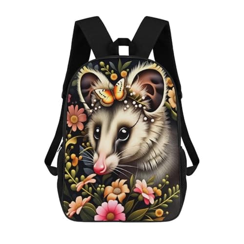 SUDZZLPY Floral Opossum Backpack Travel Backpack Unisex for Work Daily Hiking Camping 17 in