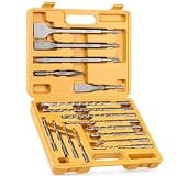 TGFTGF 17-Piece SDS Plus Rotary Hammer Drill Bits and Chisel Set, YG8C Carbide Tips, SDS Plus Bits, Masonry Drill Bit Set for Concrete, Brick and Stone, with Storage Case, Ideal Tool for DIY, Home