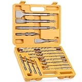 TGFTGF 17-Piece SDS Plus Rotary Hammer Drill Bits and Chisel Set, YG8C Carbide Tips, SDS Plus Bits, Masonry Drill Bit Set for Concrete, Brick and Stone, with Storage Case, Ideal Tool for DIY, Home
