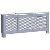 Favemtsl Adjustable Gray Radiator Cover 55.9"-80.7" MDF Cabinet Shelf with Cross Slats