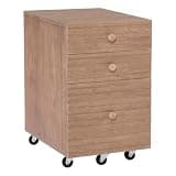 Scranton & Co 3-Drawer File Cabinet with Rolling Castors, 25 in Tall, Natural Wood Finish, Solid Wood and MDF, Compact Vertical Design, Hanging Rails for Letter/Legal Files, Home Office Storage