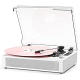 Vinyl Records Player Bluetooth with Bulit-in Speaker Vintage Record Player with USB Recording EQ Mode Support Belt-Driven 3-Speed Turntable AUX-in RCA Out, White