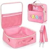 BOBOKA Letter Bow Mouse Ears Travel Case, Park Ears Headband Holder Hair Accessories Organizer Bag for Girls Women Kids Adults, Large Makeup Bag Snack Bags with Zipper for Travel Picnic (Pink)