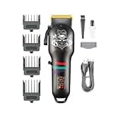 DAXXIN Hair Cutting Tool, Professional Hair Clipper Trimmer LED Display Titanium Coated Blade Hair Cutting Machine Rechargeable(Black)