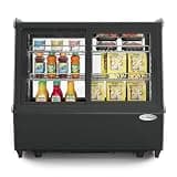 Pemberly Row 28" Countertop Display Refrigerator, Black Finish, 3.8 Cu. Ft, Self-Service Bakery Case with LED Lighting, Glass Front, Digital Temperature Control, Ideal for Baked Goods and Desserts