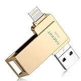 512GB Flash Drives MFi Certified 3ni1 USB Stick External Storage Compatible for iPhone/PC/iPad/Android/More 3.0 High Speed Devices for Photos and Videos Transfer Storage Backup.(Gold)