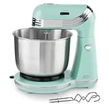 Dash Everyday Stand Mixer - Compact Tilt-Head Stand Mixer for Everyday Recipes - 6-Speed Power with Stainless Steel Bowl - Aqua, 3-Quart