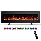 ASTARTH 60 Inches 3-in-1 Electric Fireplace Heater, 750W/1500W Wall Mount Recessed Freestanding Fireplace Insert with Remote Control & Multi-Color Flame Effect