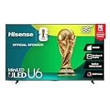 Hisense 85" Class U6 Series Mini-LED 4K UHD Smart Fire TV (85U65QF, 2025 Model) - QLED, Native 144Hz, HDR10+, Dolby Vision IQ, Dolby Atmos, Game Mode Pro, ALLM, Alexa Built in, Black