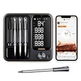 INKBIRD WiFi Wireless Meat Thermometer with 360°Readable LCD Standalone Base,4 Probes Digital Food Meat Thermometer with Remote Control for BBQ, Grill, Oven, Smoker, Rotisserie, Kitchen