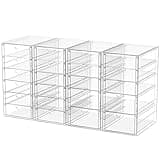 caktraie Desk Organizers And Accessories With 22 Drawers, 4 Pack Office Desktop Drawers, Plastic Makeup Organizer Containers Bins With Drawers Desk Organization, Bathroom Organizers Storage Case Box