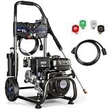 MUTAOMAY 3500 PSI Gas Pressure Washer, 2.3 GPM Gas Powered Power Washer with 209cc OHV Engine, Soap Tank, 25 FT Hose, 4 Quick-Connect Nozzles, Pressure Washer for Driveways, Houses, Cars, Patios