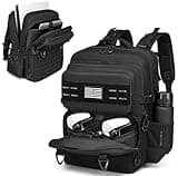 BISKLNDN Tactical Gaming Backpack for PS5, Travel Carrying Case for PS5/PS5 Pro/PS5 Slim/PS4, Console Backpack Travel Bag with Protective Liner for Playstation 5, 15.6" Laptop, Controllers & Accessory