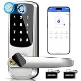 Smart Lock with Handle Set, Biometric Fingerprint Keyless Entry Deadbolt, Electronic Digital Keypad with App Control & Auto-Lock for Front Door, Home, Airbnb & Rental, Satin Nickel