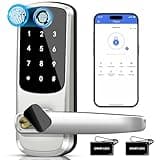 Smart Lock with Handle Set, Biometric Fingerprint Keyless Entry Deadbolt, Electronic Digital Keypad with App Control & Auto-Lock for Front Door, Home, Airbnb & Rental, Satin Nickel
