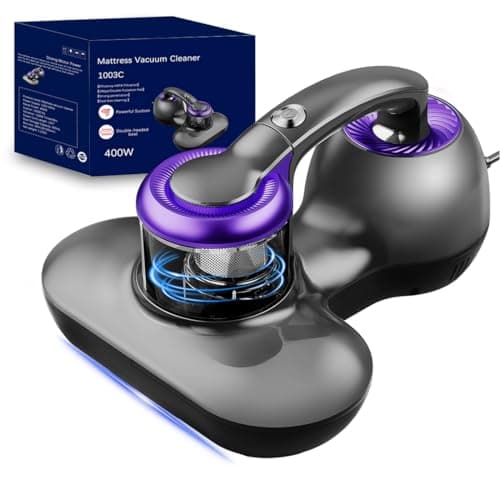 Hersven Mattress Vacuum Cleaner, Handheld UV Bed Vacuum Cleaner 16KPa & 12800 Vibrations Per/Min Upgraded Effectively Clean Up Bed, Pillows, Cloth Sofas, Carpets and Ther Fabric Surfaces