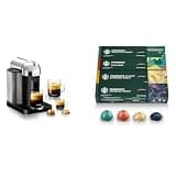 Nespresso Vertuo Coffee and Espresso Maker by Breville, Chrome + Starbucks Capsules