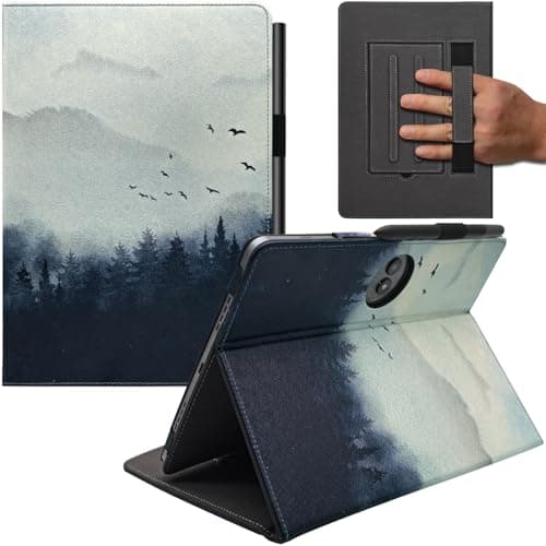 GOVTVA Hand Strap Case for 11.5" TCL NxtPaper 11 Plus (9469X) Tablet, PU Leather Bidirectional Multi-Angle Stand Cover with Auto Sleep & Wake/Elastic Pen Holder (TCL NXTPAPER 11 Plus, Misty Forest)