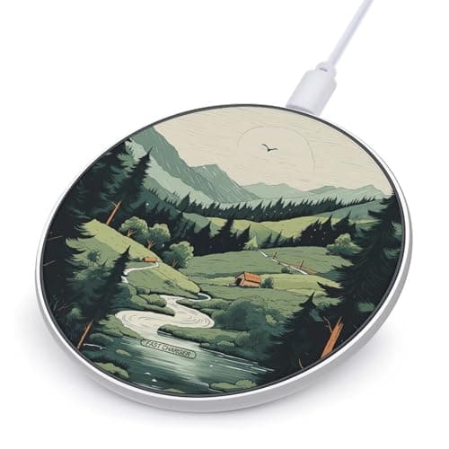 Outdoor Landscape Wireless Charger Portable 10W Fast Wireless Charging Pad Compatible with Phone Ultra-Thin Charging Station Lightweight Charger Mat for Travel Home Office Desk