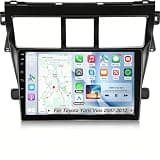 Volxcereo Car Radio for Toyota Vios Yaris 2007 2008 2009 2010 2011 2012, 9 inch Android Touchscreen Stereo with Carplay/Android Auto, You-Tube, Bluetooth, SWC, FM/RDS, DSP