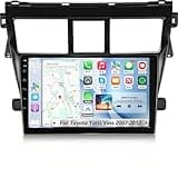 Volxcereo Car Radio for Toyota Vios Yaris 2007 2008 2009 2010 2011 2012, 9 inch Android Touchscreen Stereo with Carplay/Android Auto, You-Tube, Bluetooth, SWC, FM/RDS, DSP