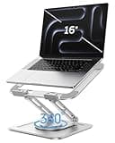 LOXP Adjustable Laptop Stand, Computer Stand with 360 Rotating Base, Ergonomic Laptop Riser Mount for Desk Foldable Protable Computer Desk Fits with MacBook Pro Air (10-16") - White