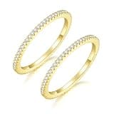MINDDHA 2-Pack Stacking Rings Stackable Eternity Bands for Oura Gen 4/Oura Gen 3, Cubic Zirconia Simulated Diamond Oura Ring Stack for Women, Gold Color - 1.5mm Band Size 8