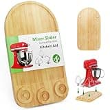 2-in-1 Mixer Sliding Mat with Attachment Storage for KitchenAid Stand Mixer, Bamboo Mixer Slider Pad for KitchenAid 4.5-5 Qt Tilt-Head Mixer, Easy Move & Protect Countertop, Hold 3 Mixer Attachments