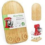 2-in-1 Mixer Sliding Mat with Attachment Storage for KitchenAid Stand Mixer, Bamboo Mixer Slider Pad for KitchenAid 4.5-5 Qt Tilt-Head Mixer, Easy Move & Protect Countertop, Hold 3 Mixer Attachments