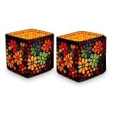 Sqaure Mosaic Tealight Candle Holders (Pack of 2), Diwali Candle Holder, Mosaic tealight Holder, Diwali Gift