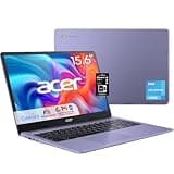 Acer Chromebook 315 Laptop, 15.6" HD IPS Anti-Glare Display, Intel Celeron N4500, 4GB LPDDR4X RAM, 192GB Storage (64GB eMMC+128GB SD Card), USB-C | A, Wi-Fi 6, DTS Audio, Chrome OS, Lavender Purple
