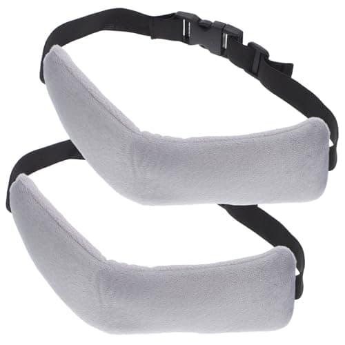 HEALEEP Ergonomic Head Strap and Neck-Supporting Pillow Set, Portable Gray Travel Pillow for Plane and Car Use, 2pcs Kit