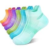 PAPLUS 6 Pairs Ankle Compression Socks for Women, Running Socks with Heel Tab, Cushioned Low Cut Athletic Socks