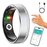 NOLVEX Smart Ring for Women Men - Heart Rate Sleep Tracker, 5ATM Water Resistant, Gesture Control, Up to 6-Day Battery, Bluetooth 5.2, Silver, Size 8