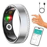 NOLVEX Smart Ring for Women Men - Heart Rate Sleep Tracker, 5ATM Water Resistant, Gesture Control, Up to 6-Day Battery, Bluetooth 5.2, Silver, Size 8