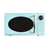 Nostalgia Retro Microwave Oven - 0.7 Cu Ft, 700-Watt Countertop Size with Glass Turntable, Child Safety Lock, 8 Auto-Cook Programs, Digital Clock - Aqua