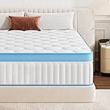 UXAIUX Twin Mattress, 10 Inch Medium Firm Mattress with Foam & Individually Wrapped Pocket Springs, Pressure Relief Mattress in a Box, (75"x38") Blue
