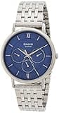 Casio Men's Analog Watch MTP-B300D-2AV, Blue Dial, Silver Stainless Steel Band, Day/Date Display, WR50M Water Resistant, Round