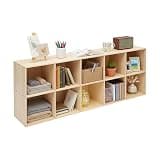 10-Cube Solid Wood Bookcase for Living Room, Study, Office & TV Stand